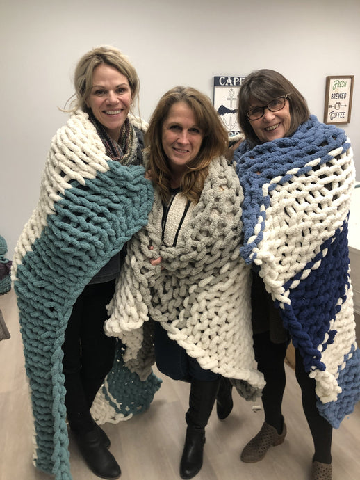 Cozy Knit Throw Blanket Workshop March 16th at 12pm