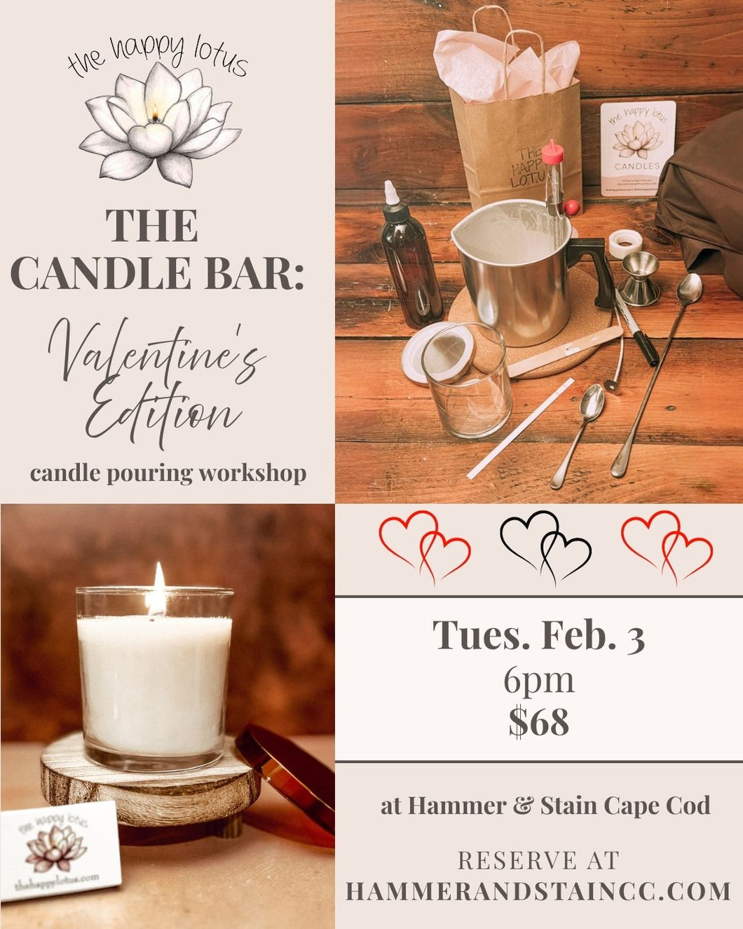 Valentine’s Candle‑Making Workshop February 3rd at 6pm