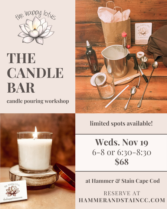 The Candle Bar Workshop November 19th at 6pm & 6:30pm
